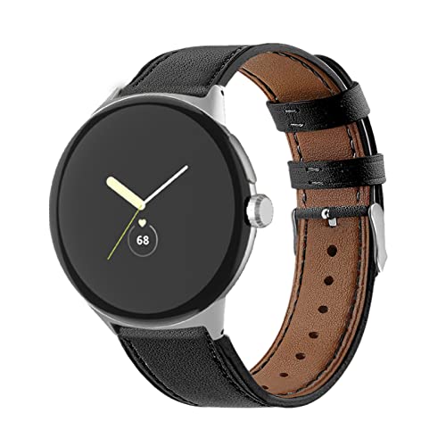 Leder Armbänd Kompatibel mit Google Pixel Watch Armband Für Damen Herren Echte Ersatzband mit Uhrenarmband Für Google Pixel Watch (Schwarz) von AireWiki