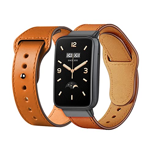 Leder Armbänd Kompatibel mit Xiaomi Mi Band 7 Pro Armband Für Damen Herren Echte Ersatzband mit Uhrenarmband Für Xiaomi Mi Band 7 Pro (braun) von AireWiki