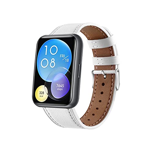 Lederarmband Armbänd Kompatibel mit Huawei Watch Fit 2 Für Damen Herren Echte Ersatzband mit Uhrenarmband Für Huawei Watch Fit 2 (Weiß) von AireWiki