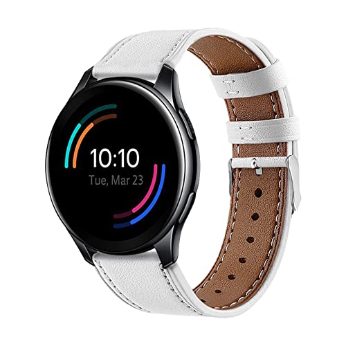 Lederarmband Armbänd Kompatibel mit OnePlus Watch Für Damen Herren Echte Ersatzband mit Uhrenarmband Für OnePlus Watch (Weiß) von AireWiki