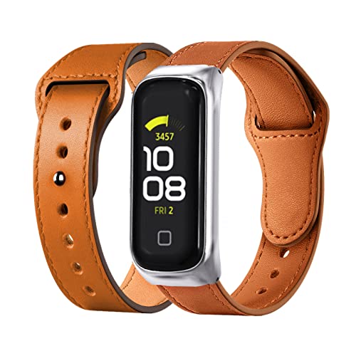 Lederarmband Armbänd Kompatibel mit Samsung Galaxy Fit 2 Für Damen Herren Echte Ersatzband mit Uhrenarmband Für Samsung Galaxy Fit 2 (braun) von AireWiki