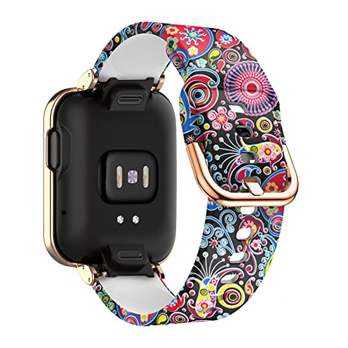 Silikon Armbänder Kompatibel mit Xiaomi Redmi Watch Lite 2/ Xiaomi Mi Watch Lite Ersatzband Für Damen Frauen Herren Weiche Muster Blumen Sport Armband (2,Watch Lite) von AireWiki