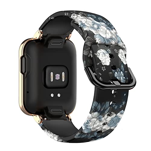 Silikon Armbänder Kompatibel mit Xiaomi Redmi Watch Lite 2/ Xiaomi Mi Watch Lite Ersatzband Für Damen Frauen Herren Weiche Muster Blumen Sport Armband (6,Watch Lite) von AireWiki