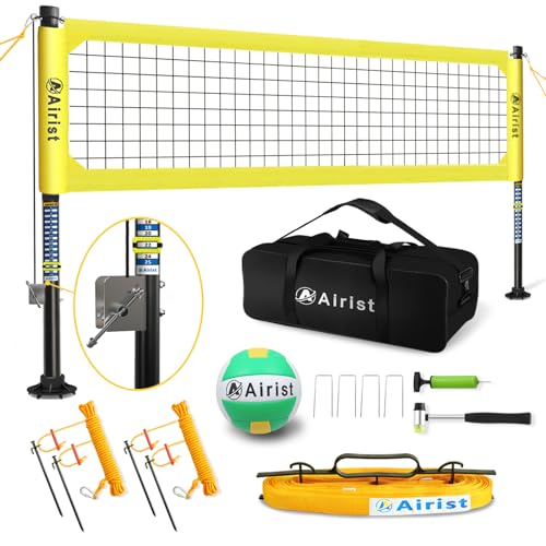Airist Strapazierfähiges Volleyballnetz für den Außenbereich mit Anti-Aging-System, verstellbaren Aluminiumstangen, professionelles Volleyballnetz-Set für Garten und Strand, Volleyball und Tragetasche Airist Strapazierfähiges Volleyballnetz für den Außenbereich mit Anti-Aging-System, verstellbaren Aluminiumstangen, professionelles Volleyballnetz-Set für Garten und Strand, Volleyball und Tragetasche von Airist