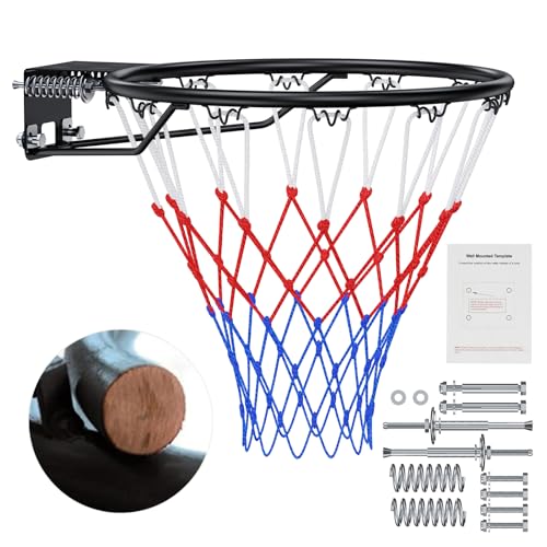 Arijam Massiver Basketballkorb, Ø46 cm Ersatz Wand montiert Outdoor-Basketballkorb, Heavy Duty Stahl, Doppelter Feder-Rahmen mit Allwetter-Netz für Innen-und Außenbereich hängen Arijam Massiver Basketballkorb, Ø46 cm Ersatz Wand montiert Outdoor-Basketballkorb, Heavy Duty Stahl, Doppelter Feder-Rahmen mit Allwetter-Netz für Innen-und Außenbereich hängen von Airjam