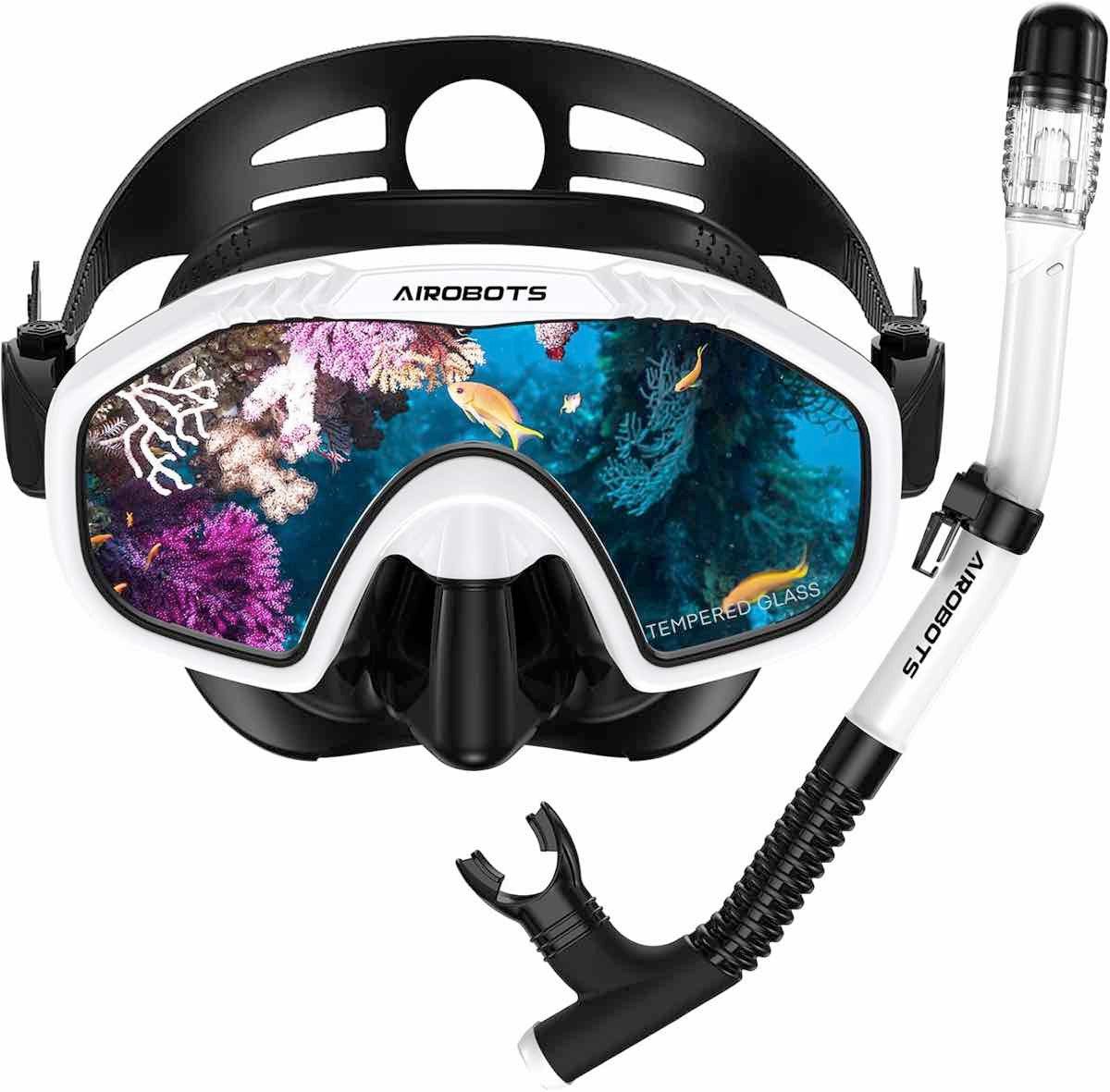 Airobots Schnorchel Schnorchelmaske Schnorchel Set Weiß TS004/TS005 Erwachsene (Schnorchelset, Schnorchel und Tauchermaske), HD-Glaslinse, große Luftkapazität, autom. Ventil, flexibler Schlauch Airobots Schnorchel Schnorchelmaske Schnorchel Set Weiß TS004/TS005 Erwachsene (Schnorchelset, Schnorchel und Tauchermaske), HD-Glaslinse, große Luftkapazität, autom. Ventil, flexibler Schlauch von Airobots