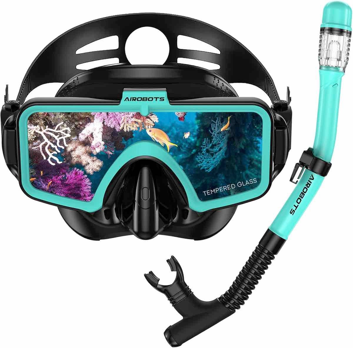 Airobots Schnorchel Schnorchelset Tauchermaske Schnorcheln Set Türkis Erwachsene Brille (Set, Schwimmbrille, Schnorchel und Tüte), Anti-Fog, Anti-Leck, 180°-Panoramasicht, HD-Glaslinse Airobots Schnorchel Schnorchelset Tauchermaske Schnorcheln Set Türkis Erwachsene Brille (Set, Schwimmbrille, Schnorchel und Tüte), Anti-Fog, Anti-Leck, 180°-Panoramasicht, HD-Glaslinse von Airobots