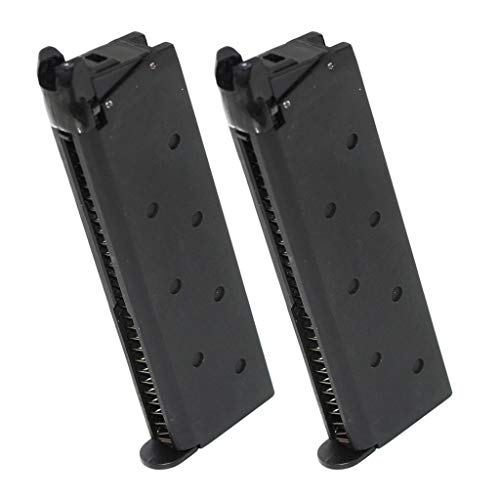 Airsoft Softair 2pcs 25rd Gas Mag Magazin Für M1911 Serie GBB Pistole Schwarz Airsoft Softair 2pcs 25rd Gas Mag Magazin Für M1911 Serie GBB Pistole Schwarz von Airsoft Shooter Shop