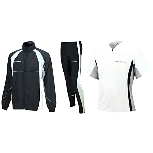 Airtracks FUNKTIONS-LAUFSET - Tight-LANG + T-Shirt Kurzarm + Laufjacke - Weiss-schwarz - M von Airtracks