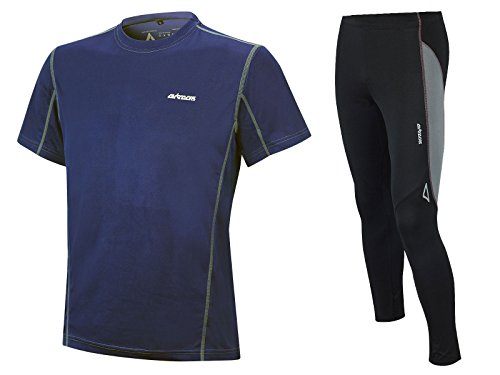 Airtracks FUNKTIONS-LAUFSET - Tight-LANG PRO AIR + T-Shirt Kurzarm PRO AIR - blau-schwarz - M von Airtracks