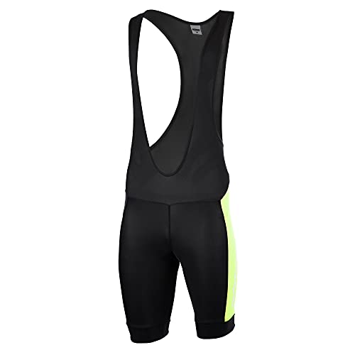 Airtracks Herren Fahrradhose Kurz Trägerhose Radhose mit Trägern Pro Line BIB Kurze Radlerhose 3D Coolmax Gepolstert Atmungsaktiv Reflektoren S M L XL XXL 3XL 4XL - schwarz-neon - L von Airtracks