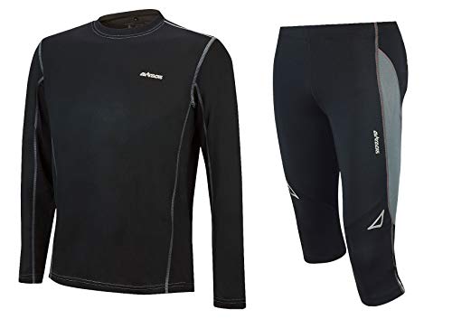 Airtracks Funktions Laufset Laufhose 3/4 Lang Pro Air + Laufshirt Langarm Pro Air - Atmungsaktiv - Schnelltrocknend - schwarz - XXL Airtracks Funktions Laufset Laufhose 3/4 Lang Pro Air + Laufshirt Langarm Pro Air - Atmungsaktiv - Schnelltrocknend - schwarz - XXL von Airtracks