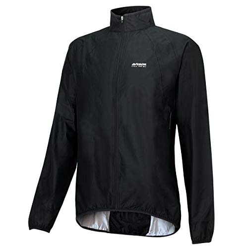 Airtracks Herren Regenjacke Fahrradjacke Laufjacke wasserdichte Jacke Radlerjacke Radjacke Wasserdicht Winddicht Windstopper Atmungsaktiv Reflektierend - schwarz - XXL von Airtracks