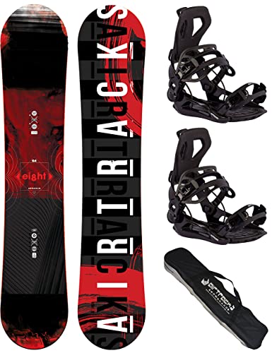 Airtracks Herren Snowboard Set Freeride Freestyle - Eight Hybrid Rocker Wide Snowboard 164 - Softbindung Master XL - SB Bag von Airtracks