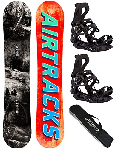 Airtracks Herren Snowboard Set Freeride Freestyle - Past&Future Hybrid Rocker Wide Snowboard 157 - Softbindung Master L - SB Bag von Airtracks