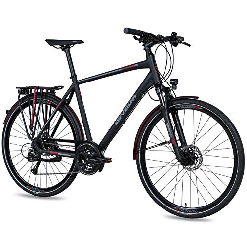 Airtracks Herren Trekking Fahrrad 28 Zoll Trekkingbike TR.2830 Trekkingrad Bike City 24 Gang Shimano ALIVIO RD-M3100 SGS Kettenschaltung Nabendynamo Schwarz Matt - Herren 60cm Körpergröße 185-195cm von Airtracks