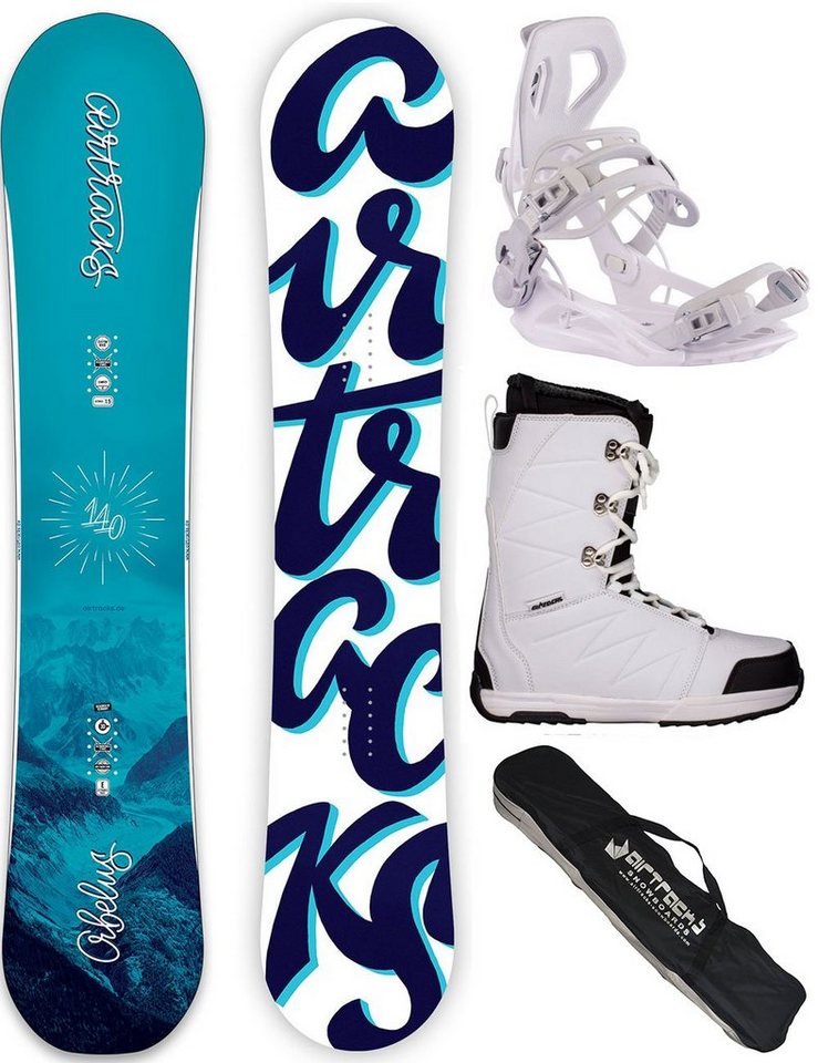 Airtracks Snowboard Damen Snowboard Komplett Set Orbelus »Mod. 22/23 (4er-Pack), Snowboard + Bindung Master W+ Boots + Sb Bag / 140 145 150cm von Airtracks