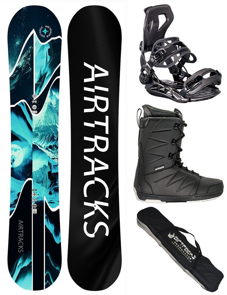 Airtracks Snowboard Komplett Set Herren Distance Rocker Wide » Mod. 25 (Snowboard Set Distance Rocker+Bindung Master+Boots+Bag, 4 St., 4er Pack), Board + Bindung Master + Boots + SB Bag / 150 157 159 162 cm von Airtracks