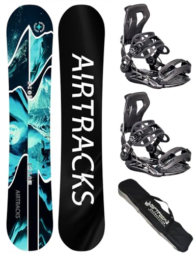 Airtracks Snowboard-Set Herren Snowboard Wide Distance Freestyle Freeride 150 - Snowboard Bindung Master XL - SB Bag von Airtracks