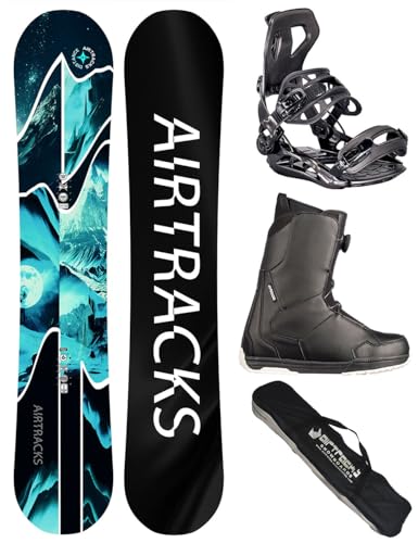 Airtracks Snowboard-Set Herren Snowboard Wide Distance Freestyle Freeride 157 - Snowboard Bindung Master - Softboots Master ATOP 42 - SB Bag von Airtracks