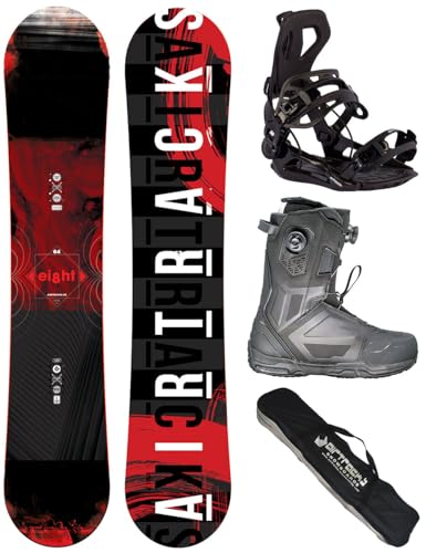 Airtracks Snowboard-Set Herren Snowboard Wide Eight Freestyle Freeride 155 - Snowboard Bindung Master - Softboots Master Pro Dual ATOP 46 - SB Bag von Airtracks