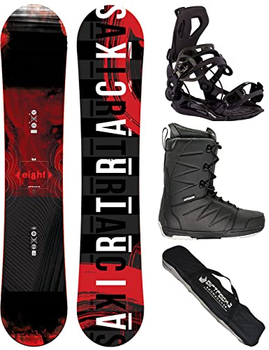 Airtracks Snowboard-Set Herren Snowboard Wide Eight Freestyle Freeride 160 - Snowboard Bindung Master - Softboots Star Black 45 - SB BAG von Airtracks