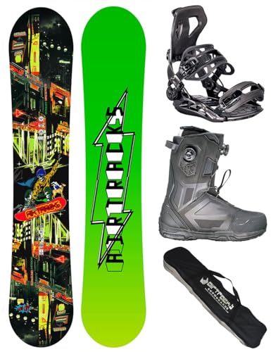 Airtracks Snowboard-Set Herren Snowboard Wide Fun City Freestyle Freeride 150 - Snowboard Bindung Master - Softboots Master Pro Dual ATOP 41 - SB Bag von Airtracks