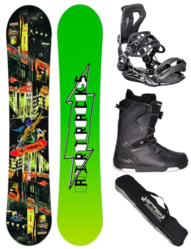 Airtracks Snowboard-Set Herren Snowboard Wide Fun City Freestyle Freeride 150 - Snowboard Bindung Master - Softboots Strong ATOP 41 - SB Bag von Airtracks