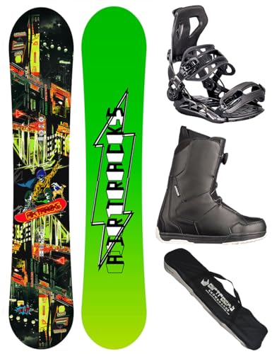 Airtracks Snowboard-Set Herren Snowboard Wide Fun City Freestyle Freeride 155 - Snowboard Bindung Master - Softboots Master ATOP 40 - SB Bag von Airtracks