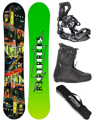 Airtracks Snowboard-Set Herren Snowboard Wide Fun City Freestyle Freeride 160 - Snowboard Bindung Master - Softboots Master QL 47 - SB Bag von Airtracks