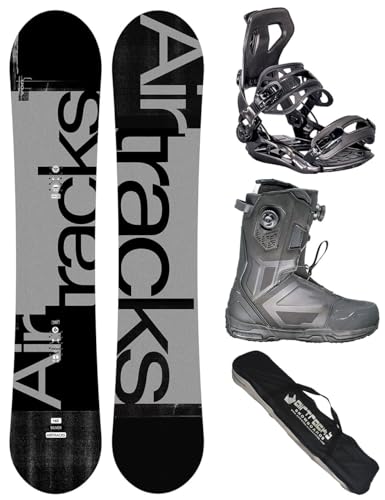 Airtracks Snowboard-Set Herren Snowboard Wide Silver Freestyle Freeride 159 - Snowboard Bindung Master - Softboots Master Pro Dual ATOP 44 - SB Bag von Airtracks