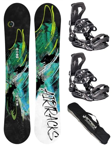 Airtracks Snowboard-Set Herren Snowboard Wide Stronger Freestyle Freeride 156 - Snowboard Bindung Master L - SB Bag von Airtracks