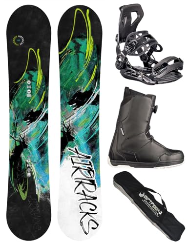 Airtracks Snowboard-Set Herren Snowboard Wide Stronger Freestyle Freeride 159 - Snowboard Bindung Master - Softboots Master ATOP 47 - SB Bag von Airtracks