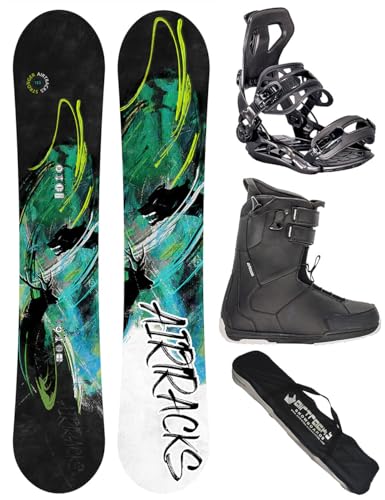 Airtracks Snowboard-Set Herren Snowboard Wide Stronger Freestyle Freeride 165 - Snowboard Bindung Master - Softboots Master QL 40 - SB Bag von Airtracks