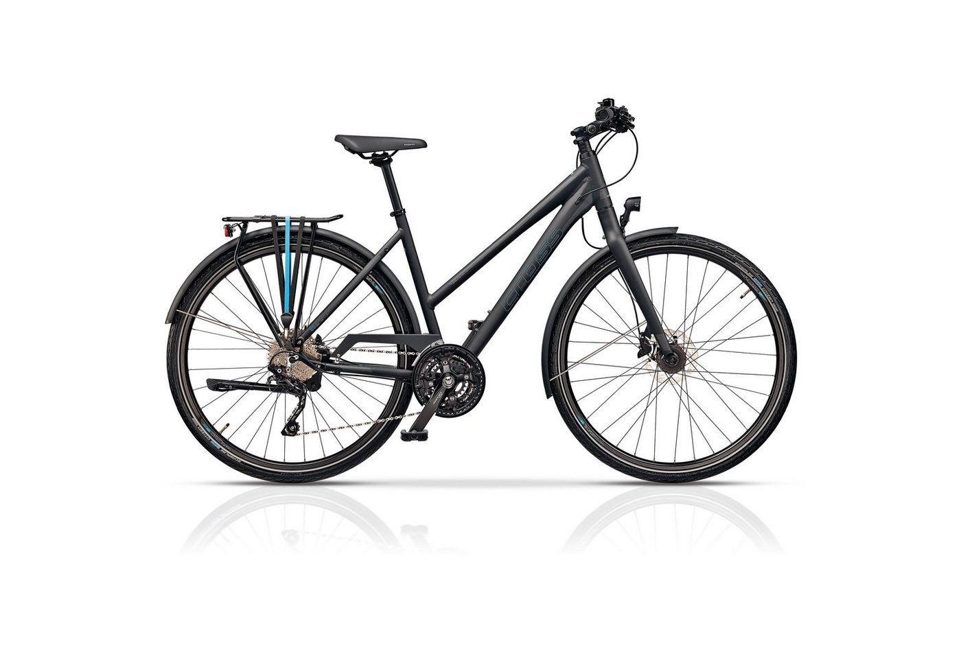 Airtracks Trekkingrad 28 Zoll Damen Trekking Fahrrad QUEST LADY, 30 Gang Shimano Deore RD-T6000 SGS Schaltwerk, Kettenschaltung, Schwarz Matt - Rahmenhöhen 45 cm 50cm 55 cm » Modeljahr 2024 « von Airtracks