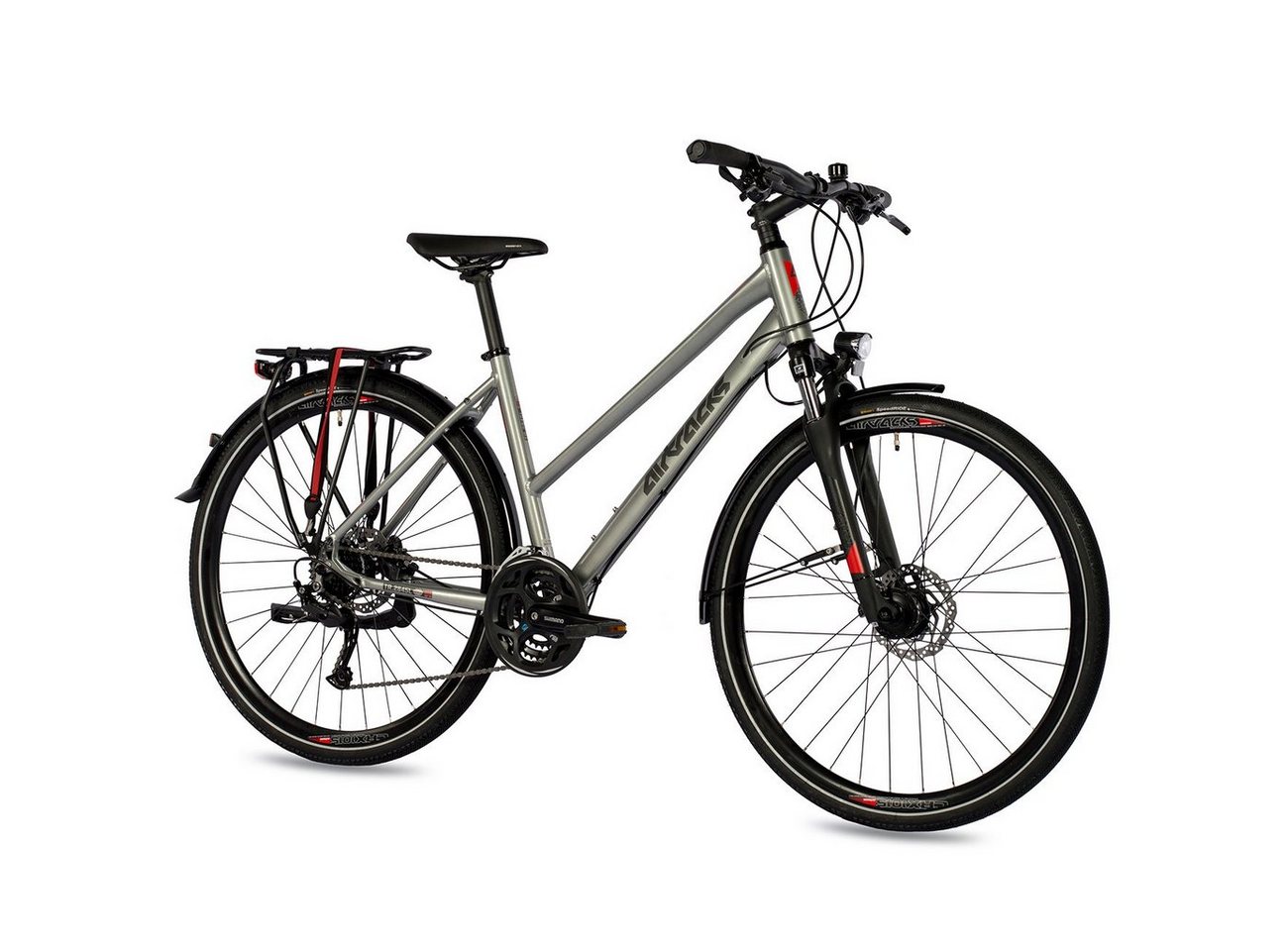 Airtracks Trekkingrad Damen Trekking Fahrrad 28 Zoll Trekkingrad TR.2845L, 24 Gang Shimano Alivio RD-M3100-SGS Shadow, Kettenschaltung, Silber Matt - Rahmenhöhen 48 cm & 52 cm » Modeljahr 2024 « von Airtracks