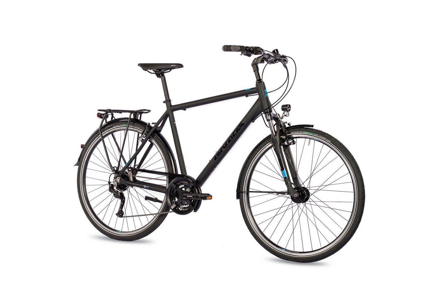 Airtracks Trekkingrad Herren Trekking Fahrrad 28 Zoll Trekkingrad TR.2825, 24 Gang SHIMANO ALIVIO RD-M3100 SGS Schaltwerk, Kettenschaltung, Schwarz Matt - Rahmenhöhen 52cm, 56cm & 60cm » Modeljahr 2024 « von Airtracks