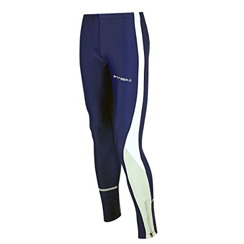 Airtracks Herren Thermo Funktions Laufhose Lang - Winter Running Tight - Warm - Atmungsaktiv - Reflektoren - Navy-blau - M - Herren von Airtracks