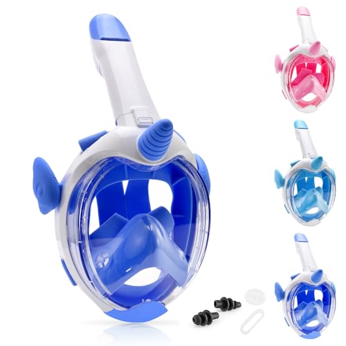 Aischens Schnorchelmaske Kinder, Tauchmaske Vollgesichtsmaske für Kinder 4-12 Jahre, 180° HD Anti-Beschlag Anti-Leck, Vollmaske Taucherbrille Tauchermaske, Snorkeling Mask Wasserspielzeug (Dunkelblau) Aischens Schnorchelmaske Kinder, Tauchmaske Vollgesichtsmaske für Kinder 4-12 Jahre, 180° HD Anti-Beschlag Anti-Leck, Vollmaske Taucherbrille Tauchermaske, Snorkeling Mask Wasserspielzeug (Dunkelblau) von Aischens