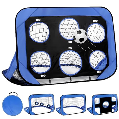 Fussballtor, Fussballtore für Garten Kinder mit Tragetasche Fußballtor Kinder 4 Spielmodi Faltbar Fussballtore für Indoor Outdoor Geschenk Junge Mädchen ab 6-12 Jahre, 120 x 80 x 80cm Blau von Aisny