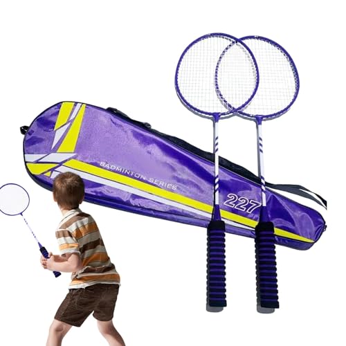 Aizuoni Badmintonschläger-Set, Leichtes Badmintonschläger-Ersatzset für 2 Spieler, rutschfeste, robuste Badminton-Ausrüstungsschläger für Erwachsene und Kinder, Strand-Outdoor-Familienspiel von Aizuoni