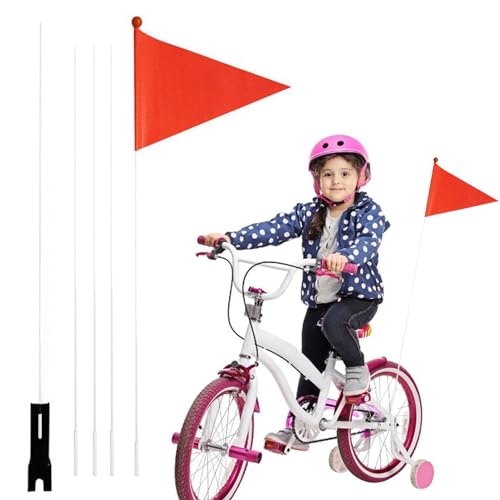 Aizuoni Fahrradfahne Für Kinder, Fahrradwimpel Kinder, Fahrrad Fahne Kind, Reflektierende Fahrradanhänger-Sicherheitsflagge, Fahnenmast Flaggen Sicherheitsflagge 2,2m, Fahrradfahne Mit Glasfaserstange von Aizuoni