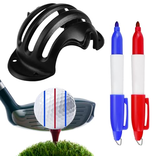Aizuoni Golfball-Markierungsschablone, Schwarz Golfball-Ausrichtungsmarkierungswerkzeug, Wasserdichtes Markierungswerkzeug Für Golfballlinien, Golf-Ausrichtungswerkzeug Mit 2 Wasserfesten Stiften von Aizuoni