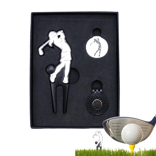 Aizuoni Marker für Golf,Golf Green Ball Marker | Hutclip Golfgabel mit Positionsmarkierung für Grün - Tragbare Golfballmarker, On-Course-Zubehör, Divot-Reparaturwerkzeug für Golfschläger, von Aizuoni