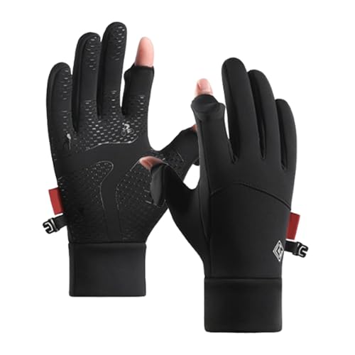 Aizuoni Thermo Handschuhe Herren Winter, Wasserdicht Handschuhe Fingerlos, Thermo Slim Reithandschuhe Damen, wasserdichte Eislaufhandschuhe Mit 2-fingerlosem Design, Fahrradhandschuhe Damen Winter, von Aizuoni