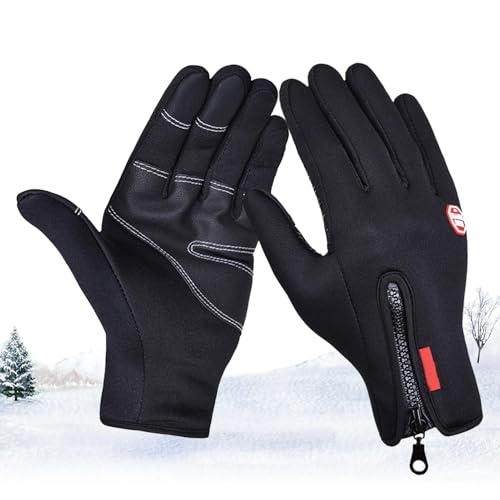 Aizuoni Thermohandschuhe Winter Herren, Wasserdicht Frost Fit Thermohandschuhe, Handschuhe Fahrrad, Touchscreen Winddichte wasserdichte Fahrradhandschuhe | Warme, Modische Vollfinger-Fäustlinge von Aizuoni