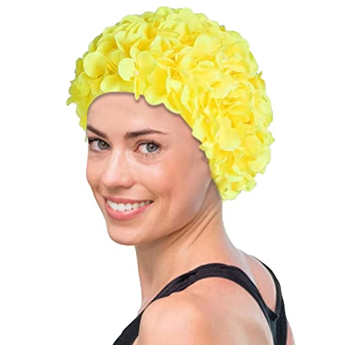 Badekappen für Damen zum Schwimmen,Vintage Blumen Badekappe Blumenblüten Bademütze - Badekappen im Retro-Stil für Damen mit langen und kurzen Haaren, Schwimmmütze für Wasserparks, Schwimmbäder Aizuoni von Aizuoni