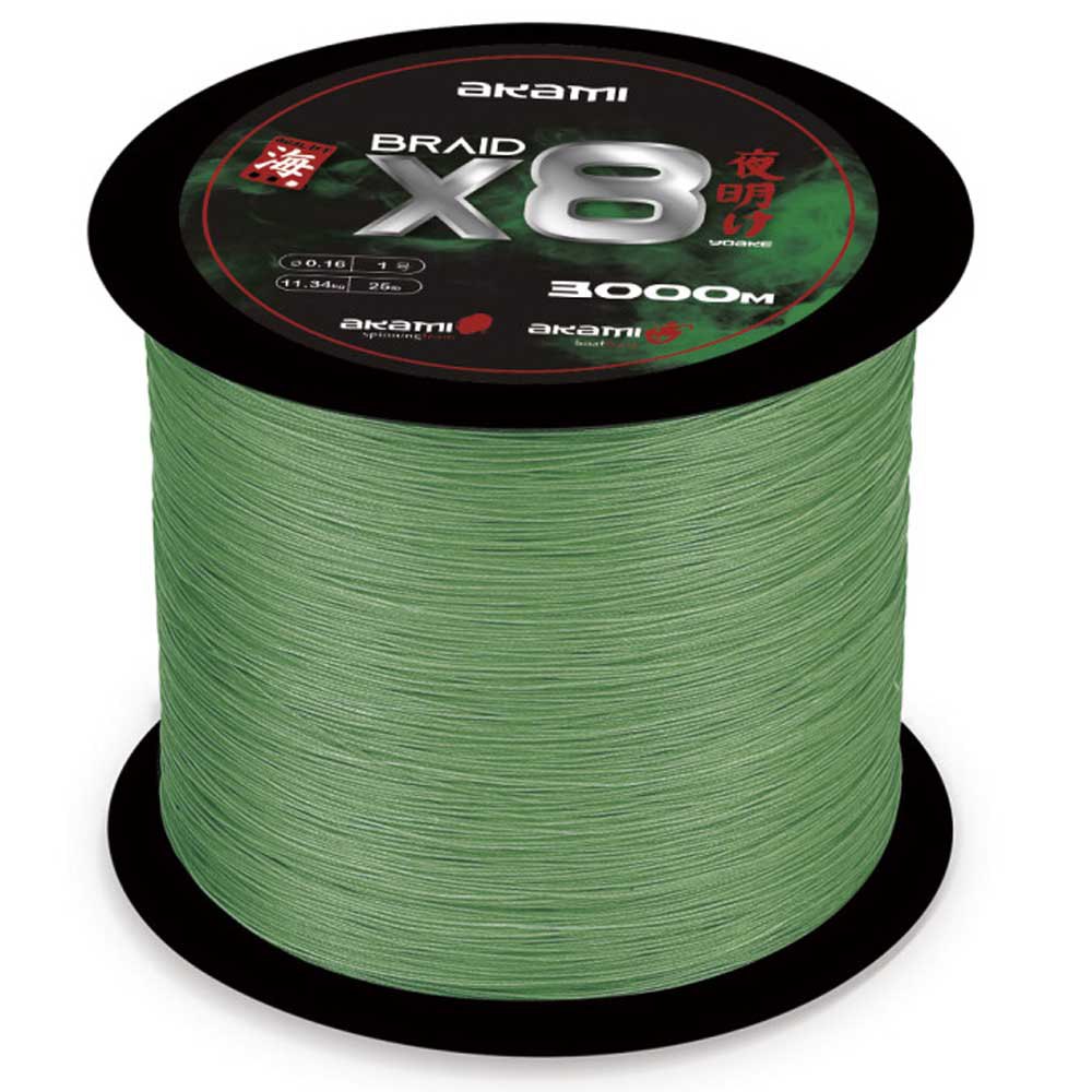 Akami Yoake X8 Braided Line 3000 M Grün 0.200 mm von Akami