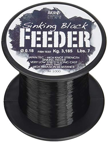 Akiro Black Feeder Fischschnur Unisex Erwachsene, Unisex - Erwachsene, AMFEEBLACK1000.018, Schwarz, 0.18 mm von Akiro