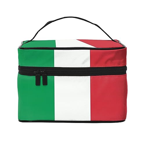 Italien-Flagge, stilvoll und praktisch, eine unverzichtbare Reise-Kosmetiktasche mit extra großen Fächern und Reißverschluss, wasserdicht, Schwarz , Einheitsgröße von AkosOL